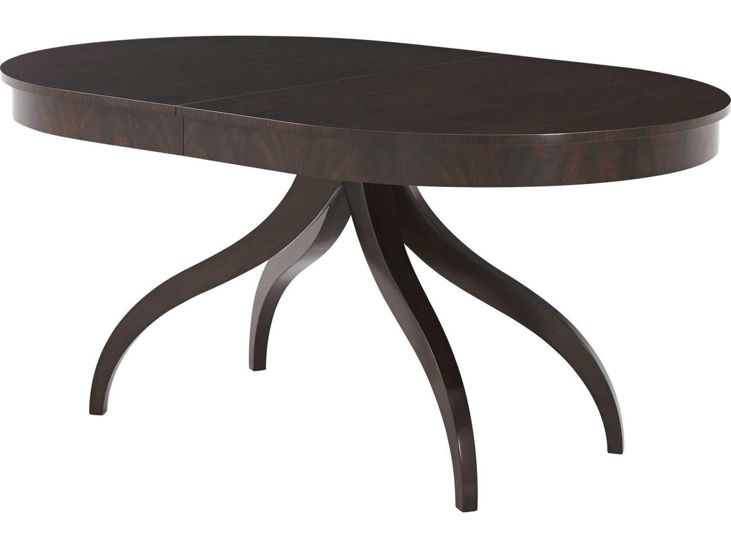 Composition Oval Wood Morado Veneer Mahogany Dining Table