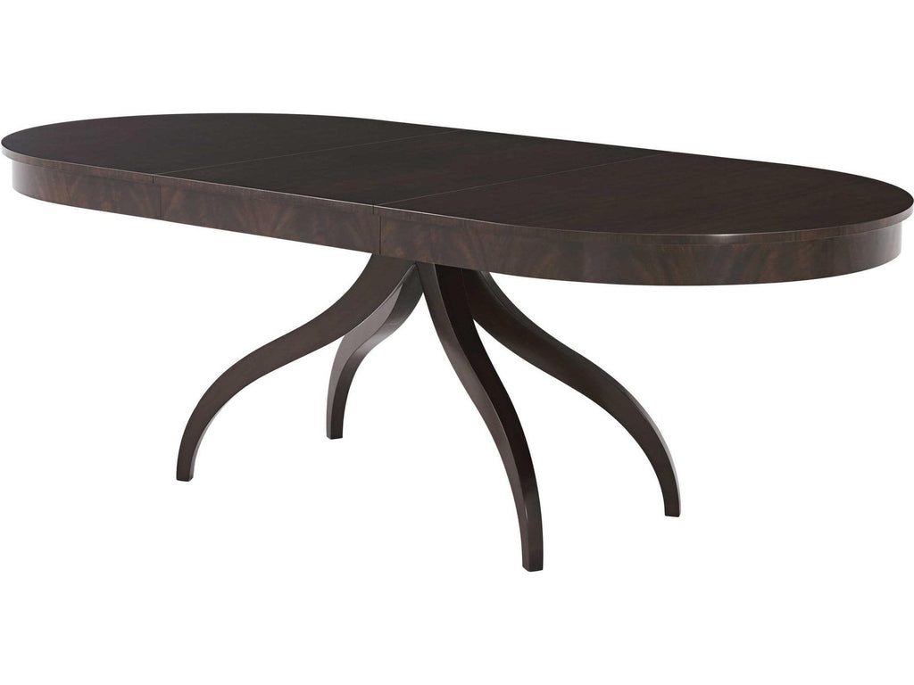 Composition Oval Wood Morado Veneer Mahogany Dining Table