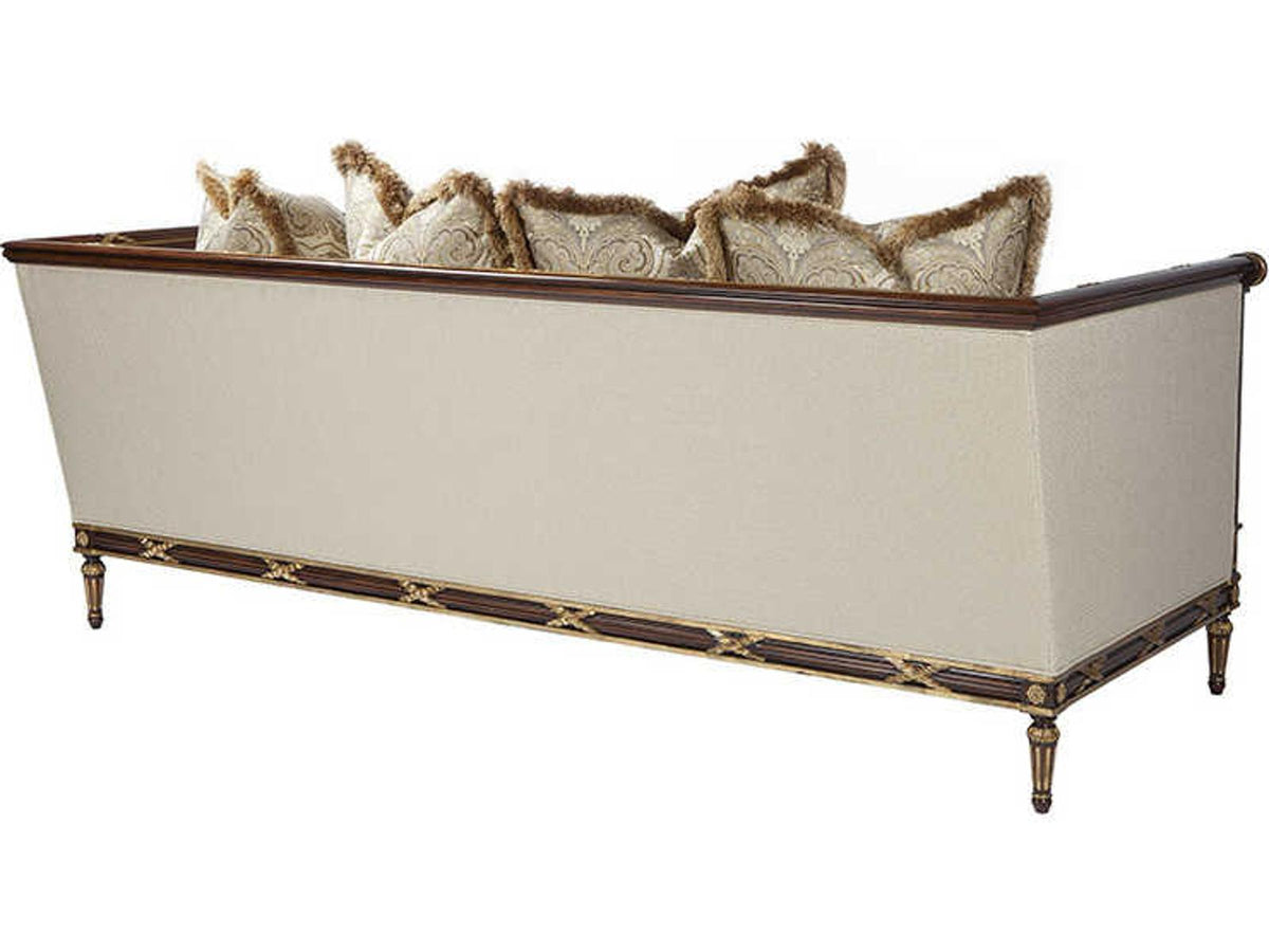 The Regent's Visit Upholstered Sofa with Carved Mahogany Wood Frame