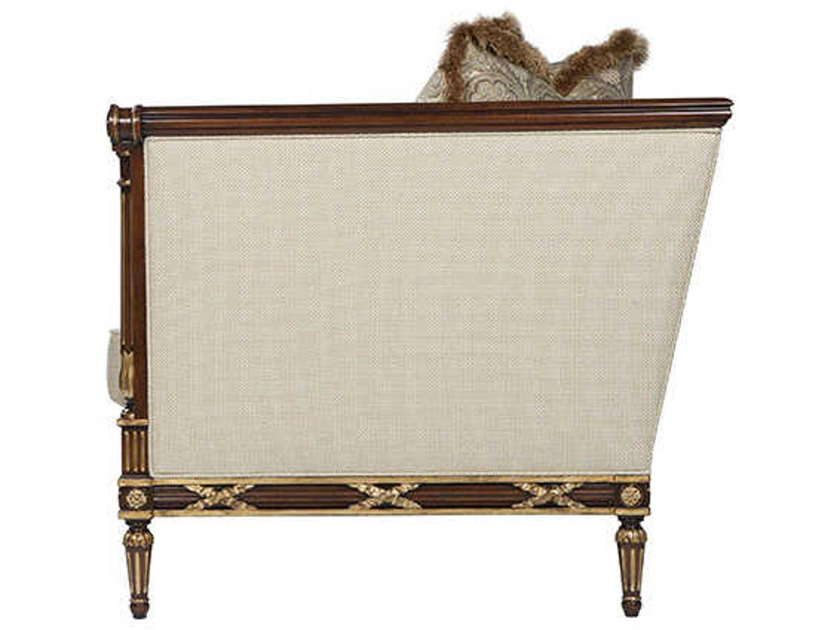 The Regent's Visit Upholstered Sofa with Carved Mahogany Wood Frame