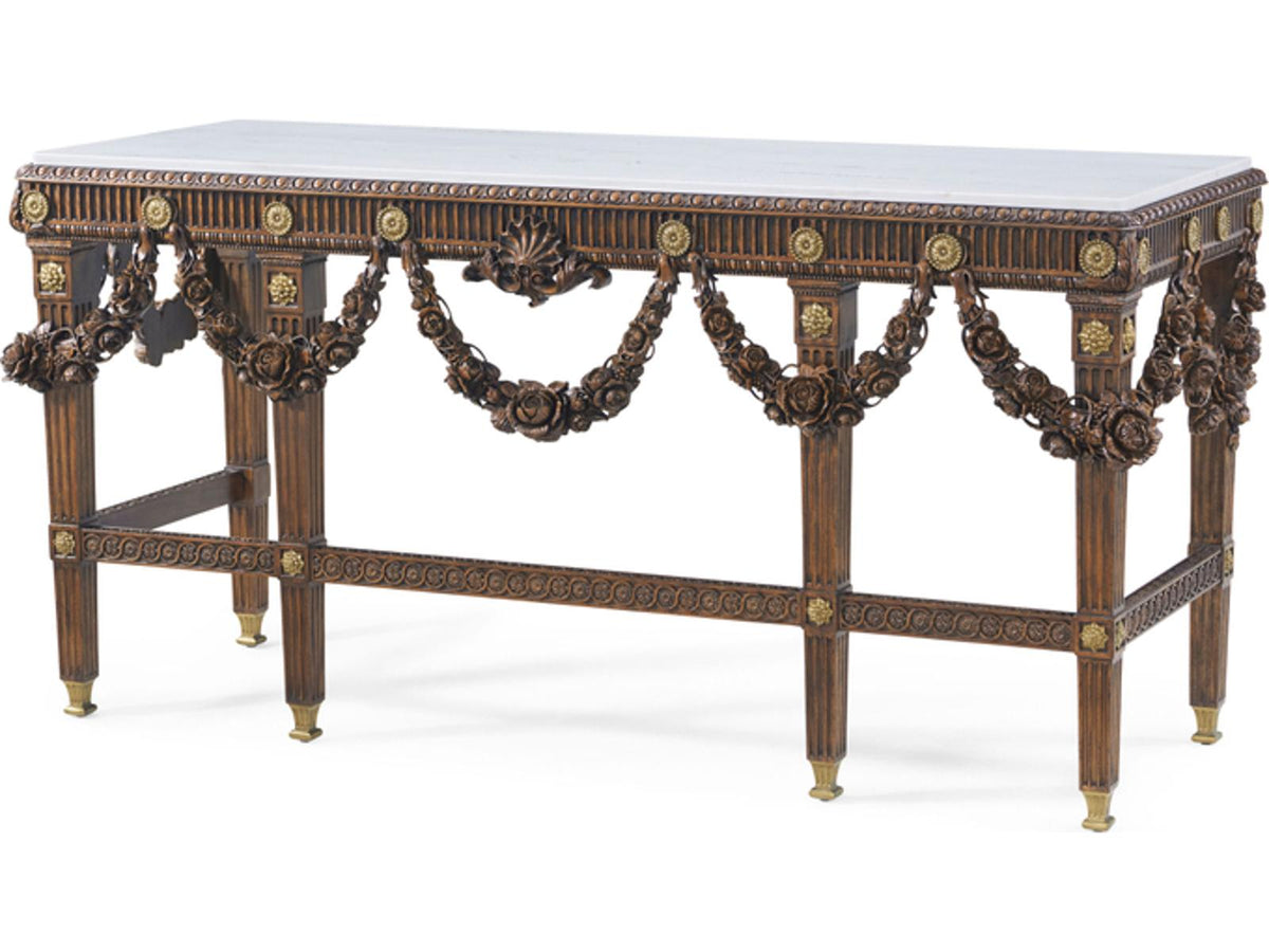 Welwyn Althorp Living History Console Table in Heirloom Finish with Marble Top