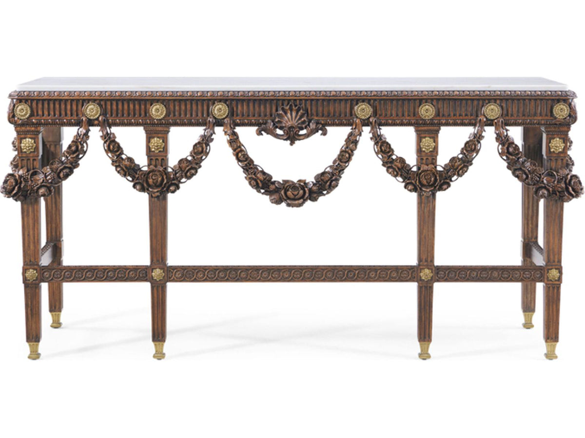 Welwyn Althorp Living History Console Table in Heirloom Finish with Marble Top