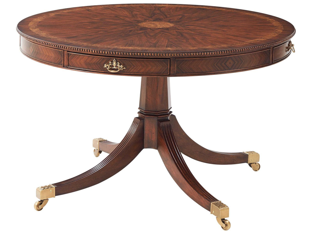 Lavinia's Supper Party 48-Inch Round Dining Table in Rosewood and Pollard Banded Veneer