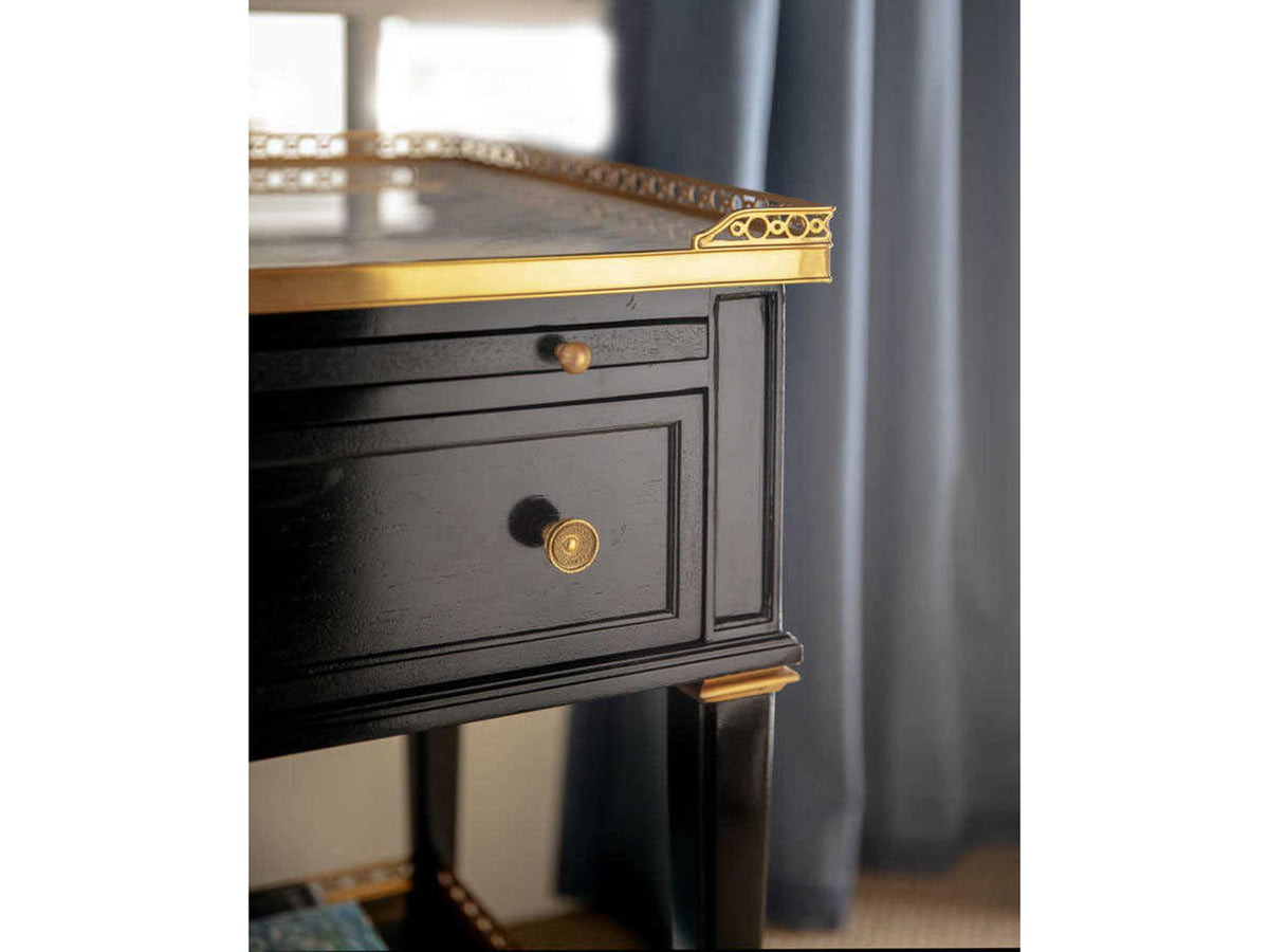 Matilde French Neoclassical Nightstand with Marble Top and Brass Accents