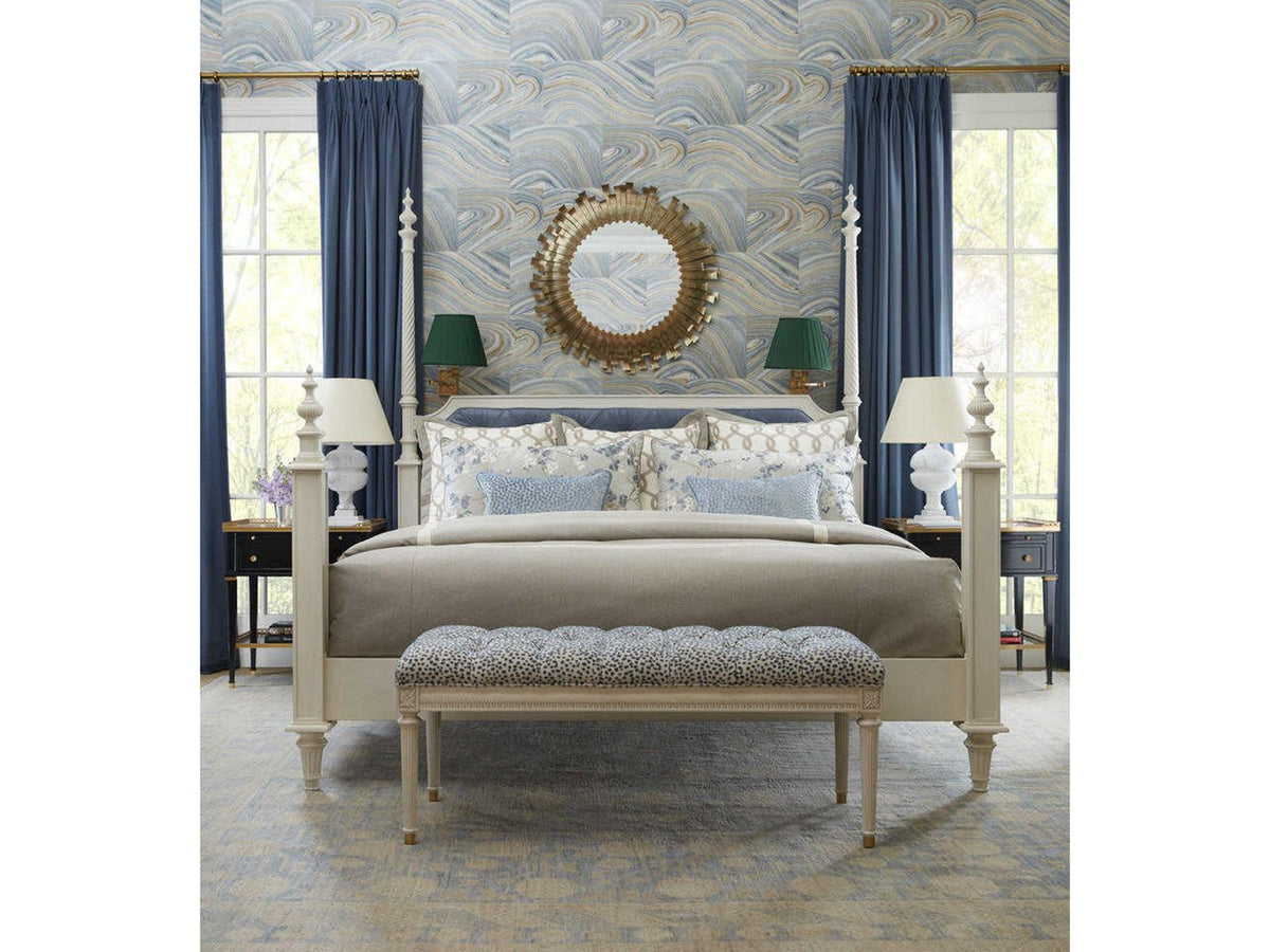 Matilde French Neoclassical Nightstand with Marble Top and Brass Accents