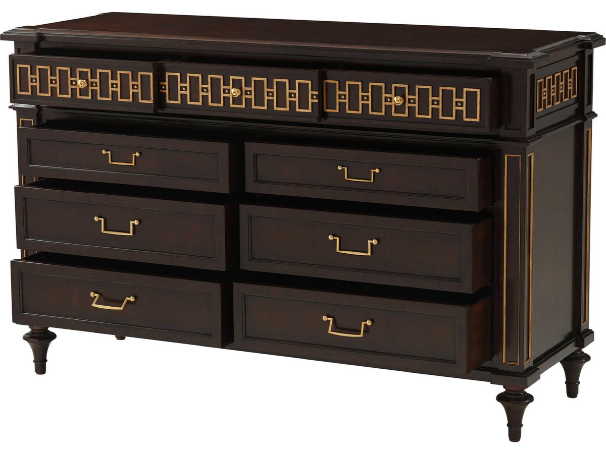 Alexa Hampton McCombs 9-Drawer Dresser in Cambridge with Gold Details