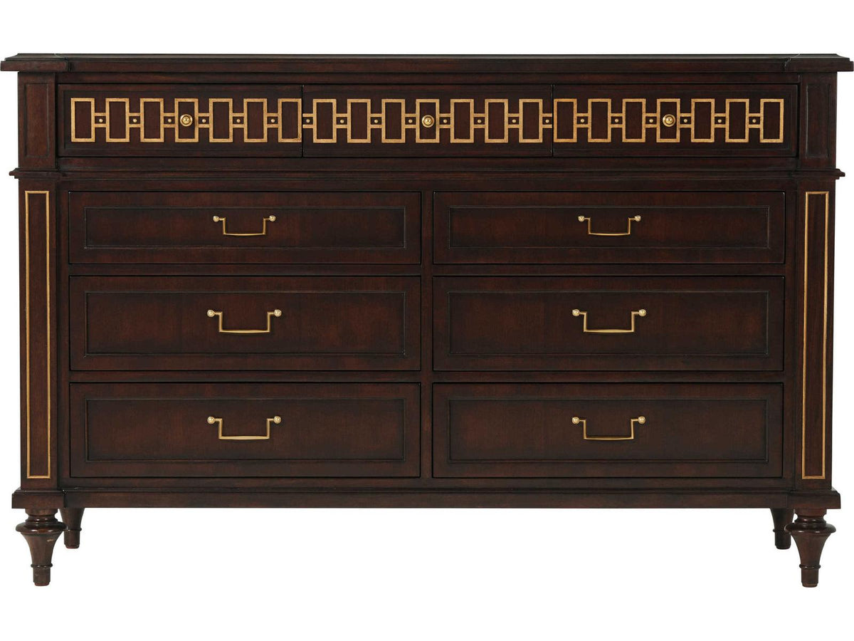 Alexa Hampton McCombs 9-Drawer Dresser in Cambridge with Gold Details