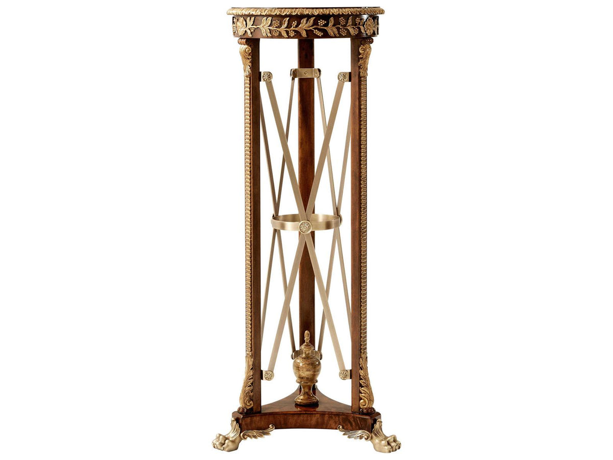 Rep.li.ca Classical Torchere End Table in Italian Gold and Mahogany
