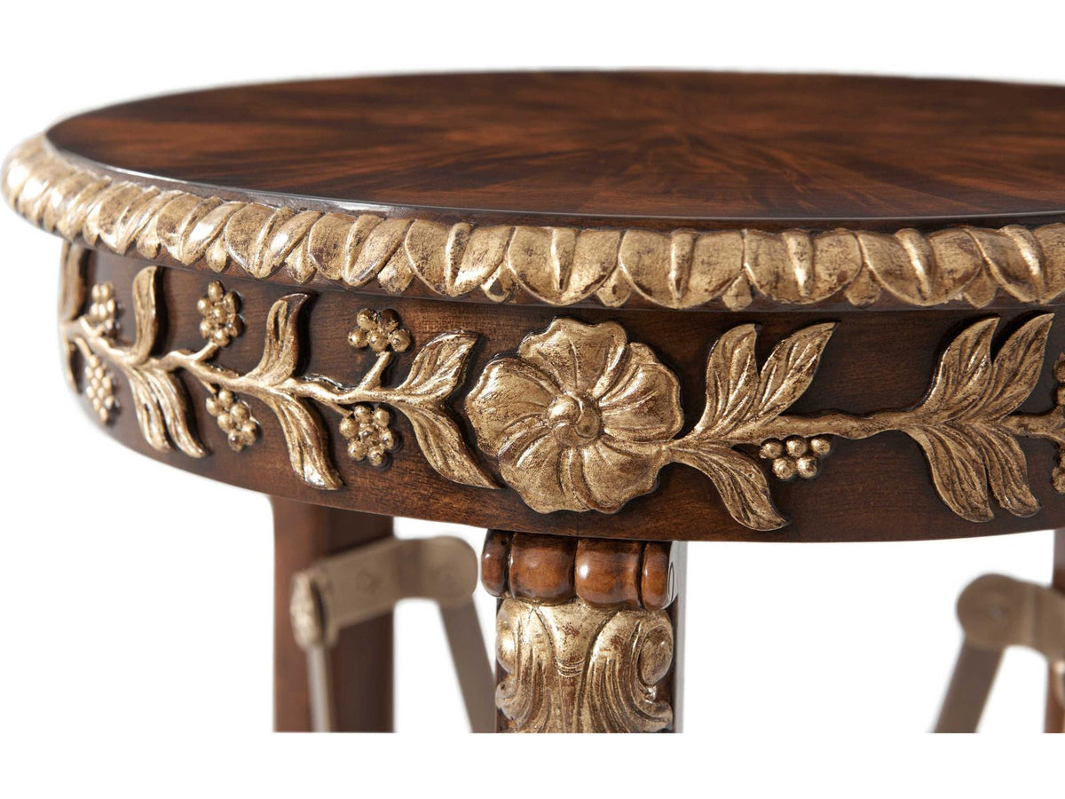 Rep.li.ca Classical Torchere End Table in Italian Gold and Mahogany