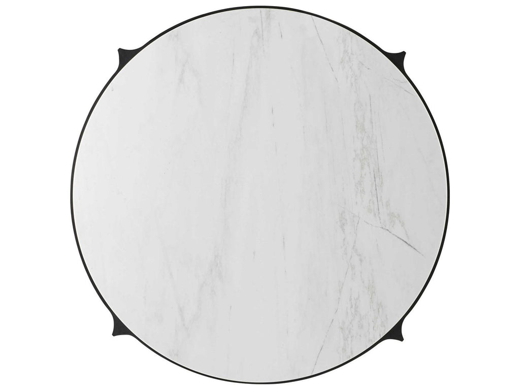 Rome Round Coffee Table in Romulus Finish with White Marble Top