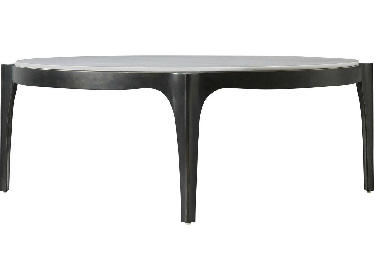Rome Round Coffee Table in Romulus Finish with White Marble Top