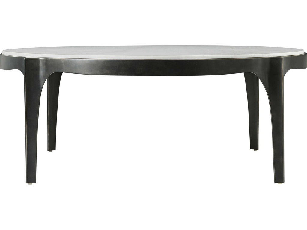 Rome Round Coffee Table in Romulus Finish with White Marble Top
