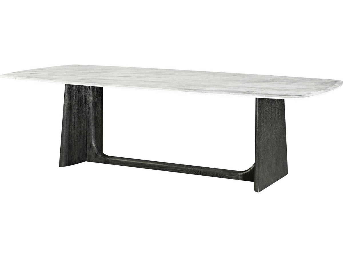 Repose 10-Seat Rectangular Dining Table with Gan Eden Quartz Top and Charcoal Oak Base