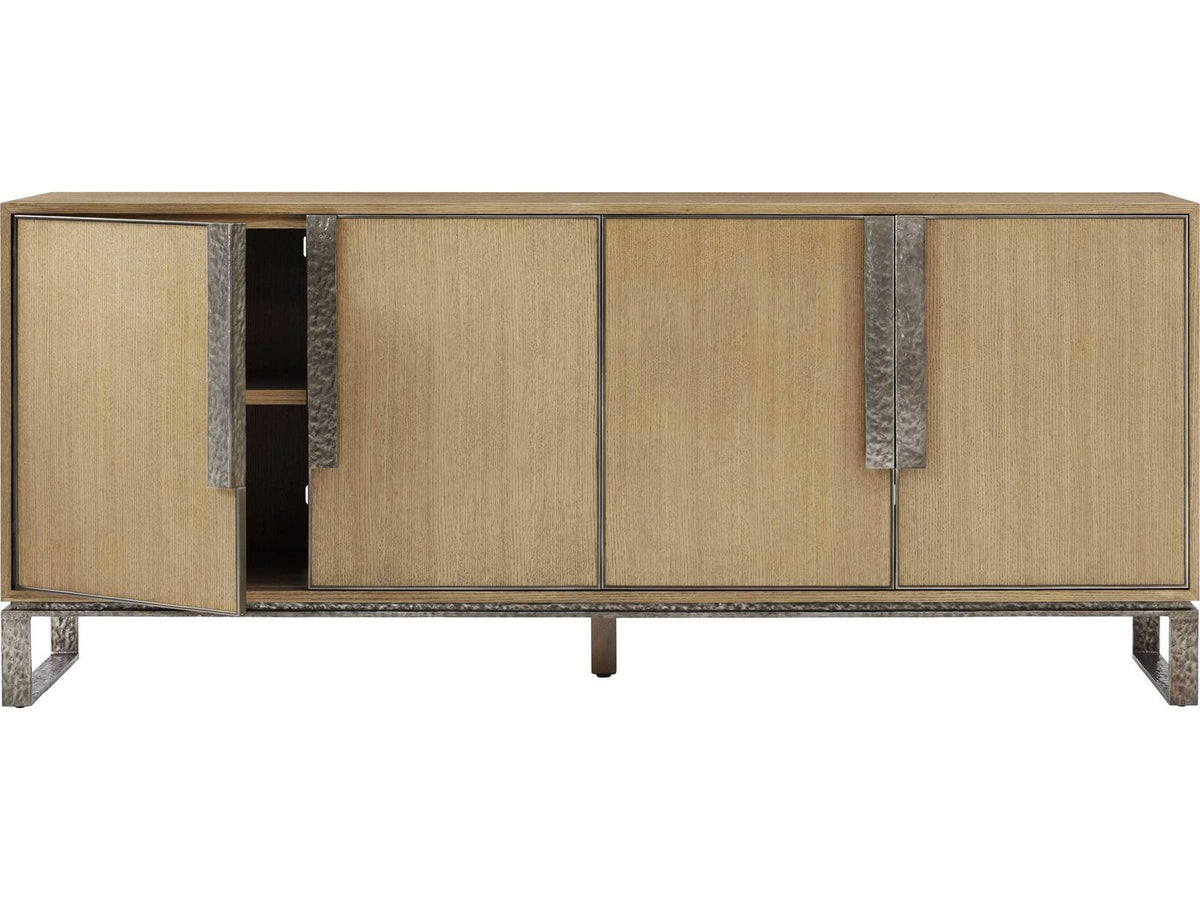 Essence Blonde Oak Media Cabinet with Aluminum Sled Base