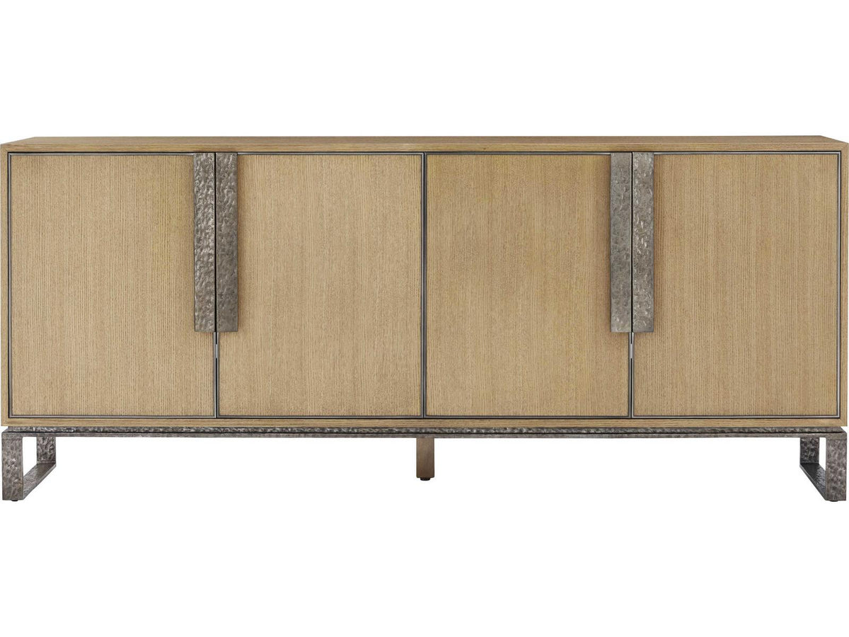 Essence Blonde Oak Media Cabinet with Aluminum Sled Base