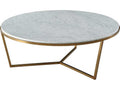 Fisher Round Coffee Table with Bianco Carrara Marble Top and Brass Base
