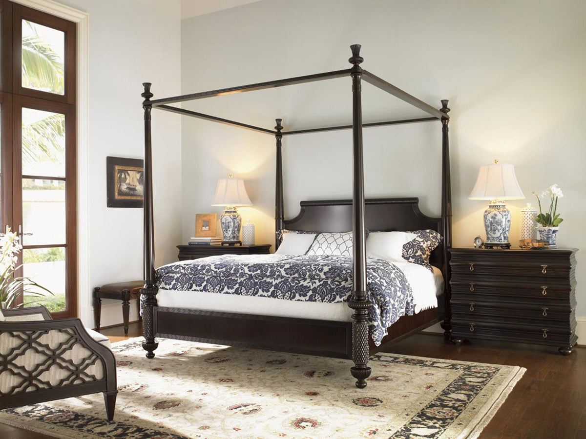 Royal Kahala Diamond Head King Canopy Bed in Kona Finish