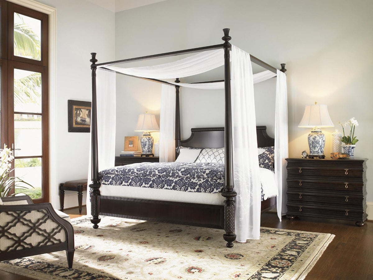 Royal Kahala Diamond Head King Canopy Bed in Kona Finish