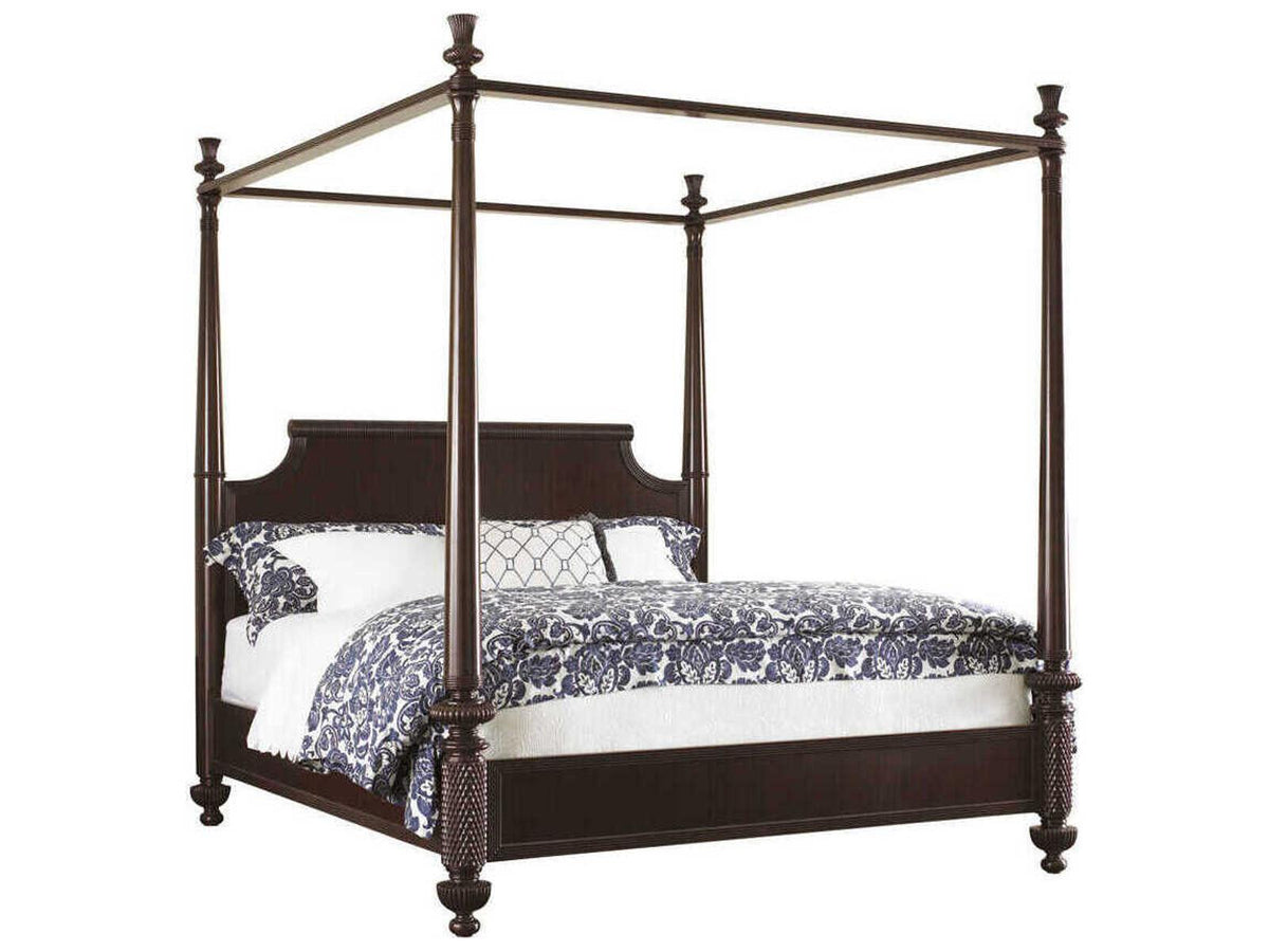 Royal Kahala California King Canopy Bed in Tobacco Brown Mahogany