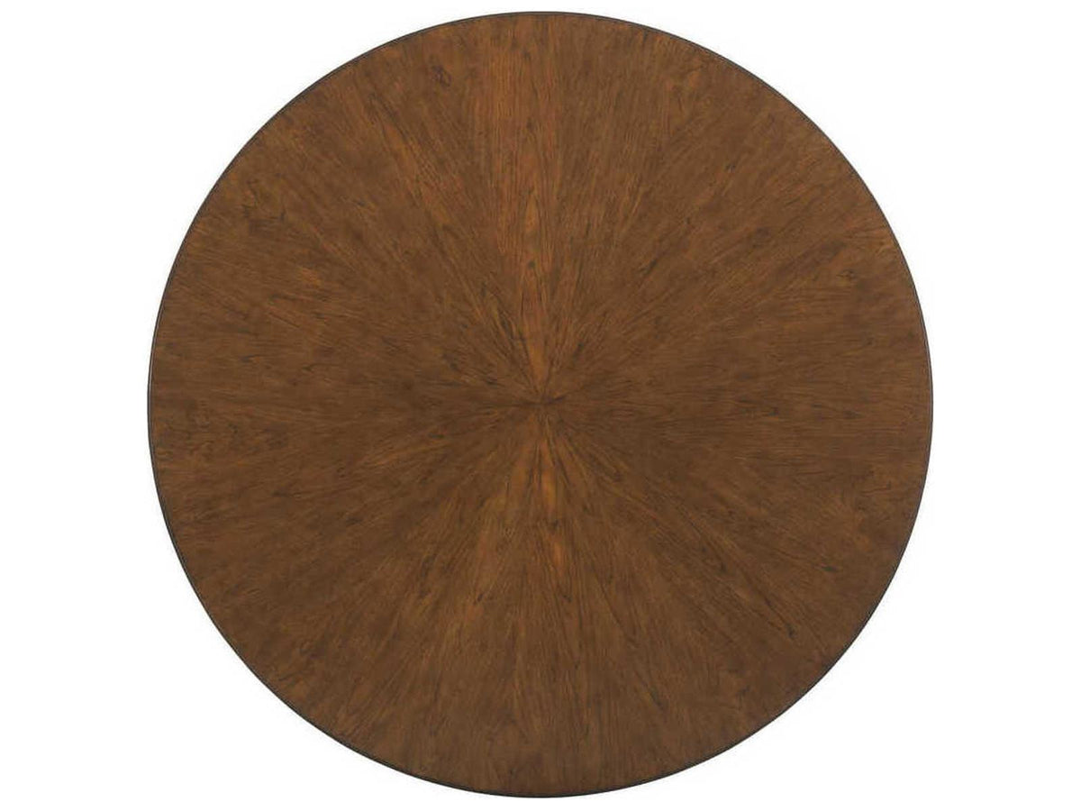 Home Island Fusion Round Dining Table 60 Inch with Wooden Top Dark Walnut