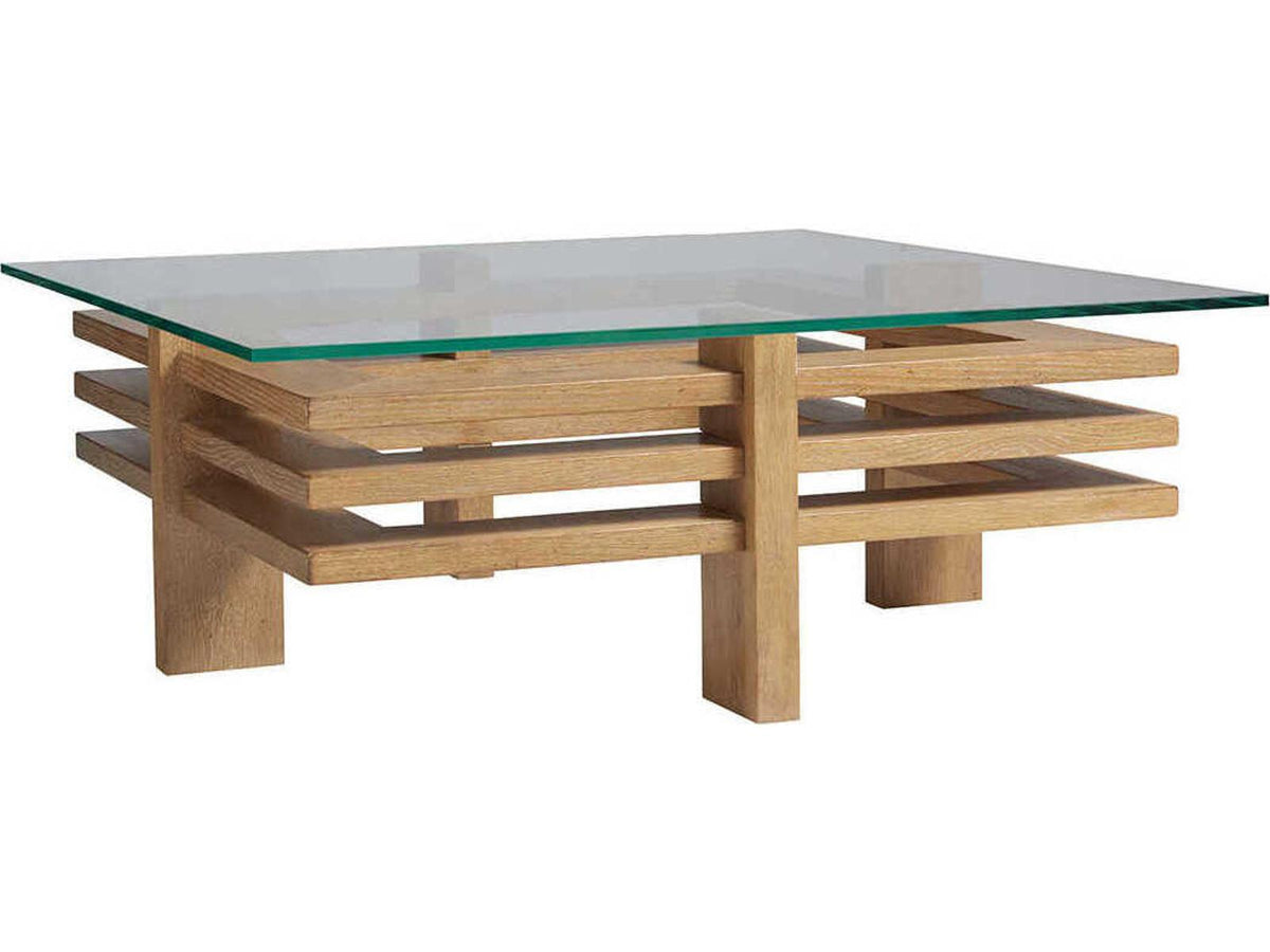 Calcutta Square Coffee Table Wood and Glass