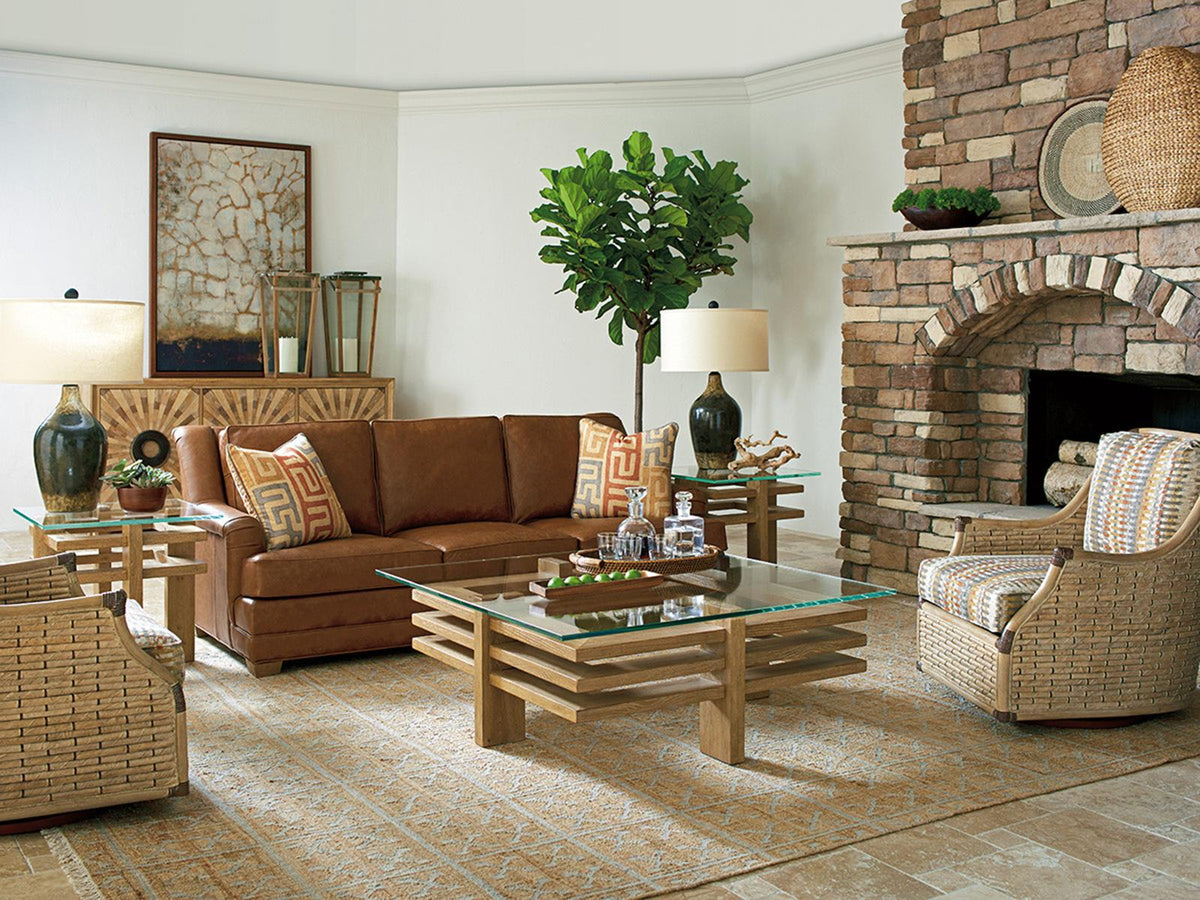 Calcutta Square Coffee Table Wood and Glass