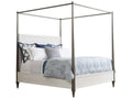 Ocean Breeze Coral Gables King Poster Bed in Shell White Wood and Aged Pewter