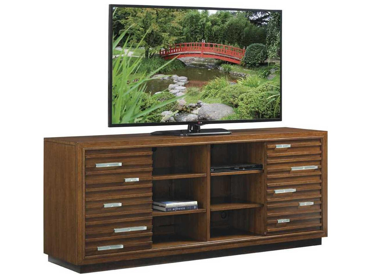 Island Fusion Princeville Media Console in Dark Walnut
