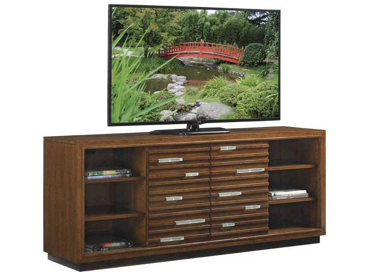 Island Fusion Princeville Media Console in Dark Walnut