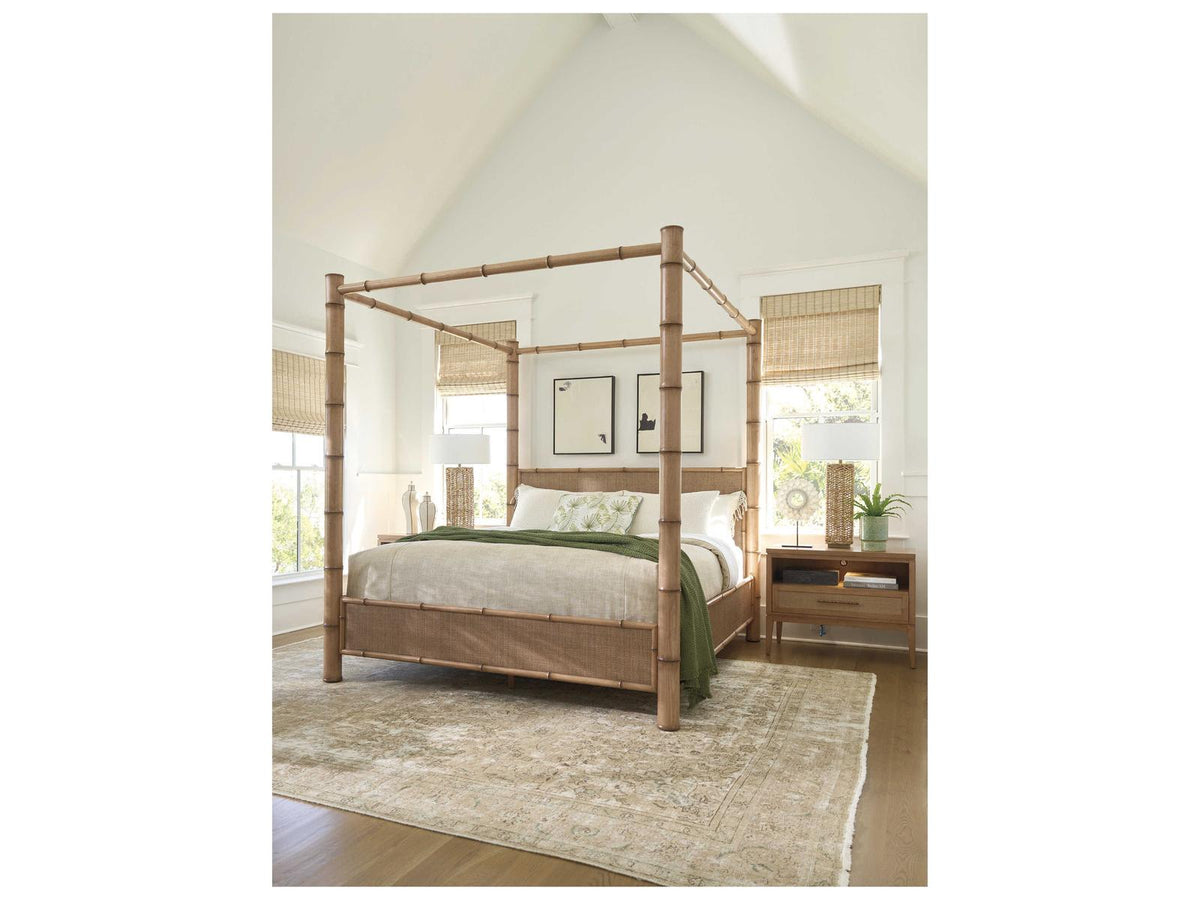 Key Biscayne Brown Bamboo Wood King Poster Bed