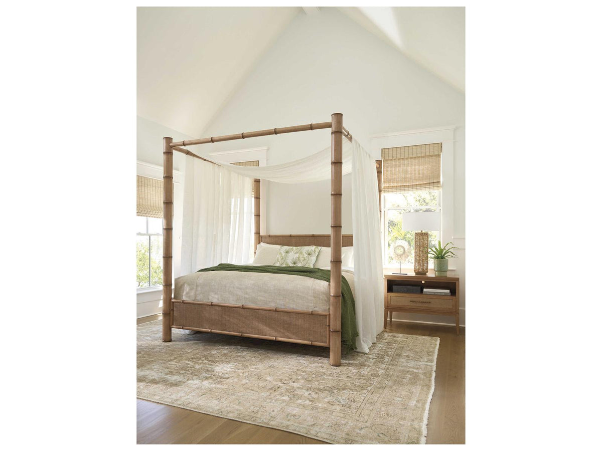 Key Biscayne Brown Bamboo Wood King Poster Bed