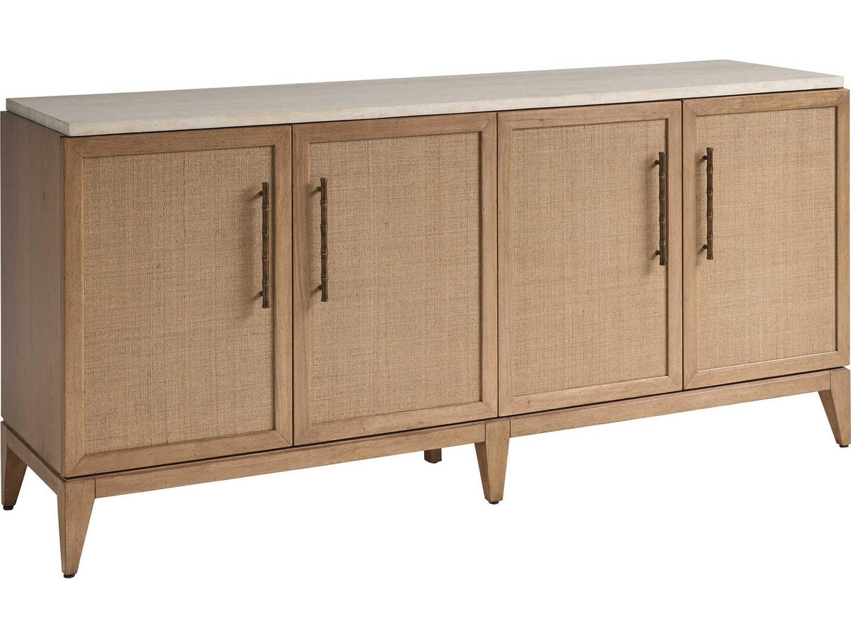 Key Biscayne Biscayne Landing Buffet with Travertine Top and Raffia Panels