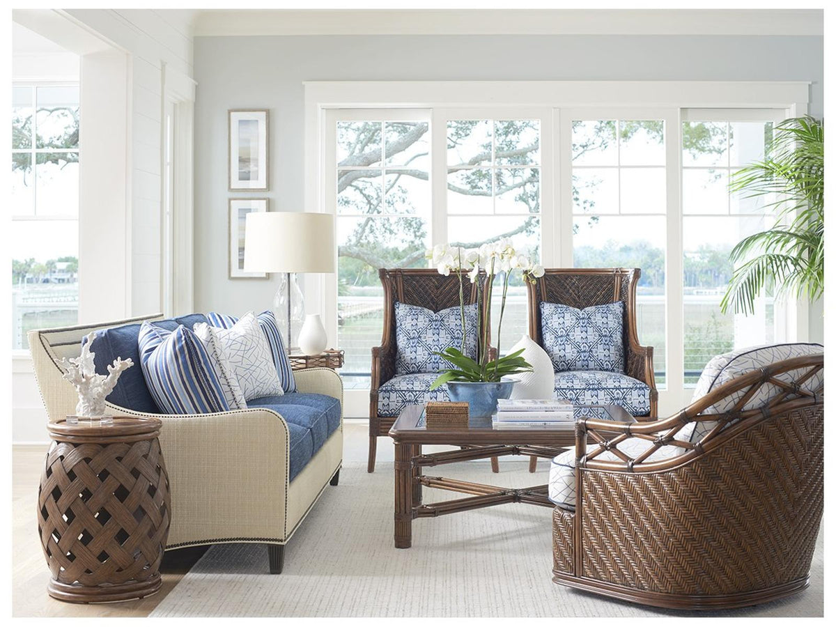 Twin Palms Bronze Midtown Blue Upholstered Sofa