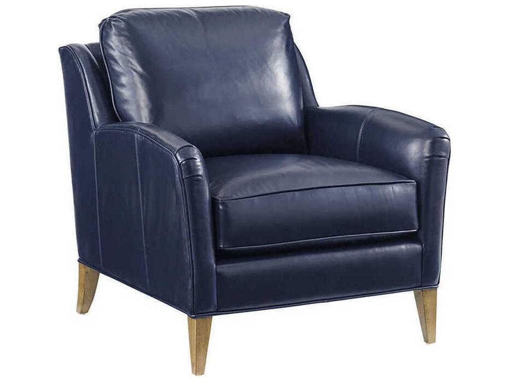 Twin Palms Coconut Grove Blue Leather Accent Chair in Seabreeze Finish