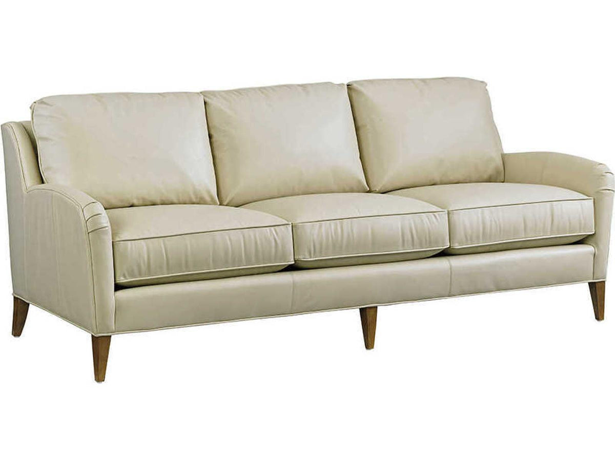 Twin Palms Coconut Grove 3-Seat Beige Leather Sofa