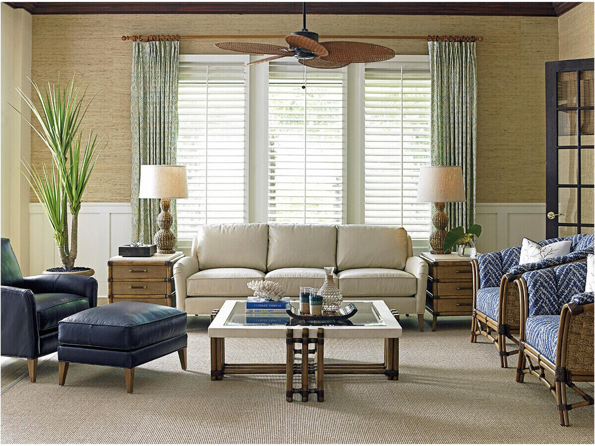 Twin Palms Coconut Grove 3-Seat Leather Sofa