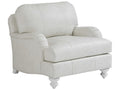 Ocean Breeze Upholstered Leather Accent Chair in Seashell Finish