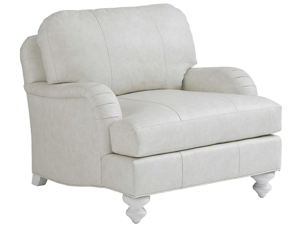 Ocean Breeze Upholstered Leather Accent Chair in Seashell Finish