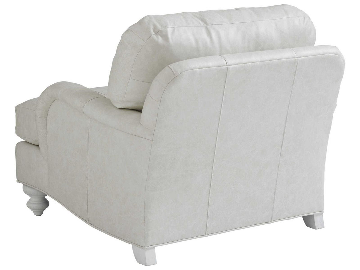 Ocean Breeze Upholstered Leather Accent Chair in Seashell Finish