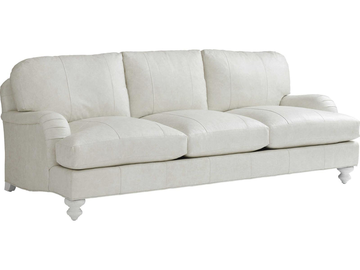 Ocean Breeze Gilmore Leather Sofa in Seashell Finish