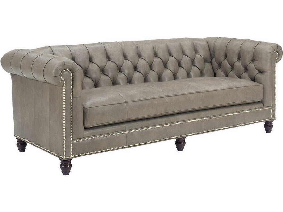 Manchester 3-Seat Leather Sofa with Tufted Back and Nailhead Trim