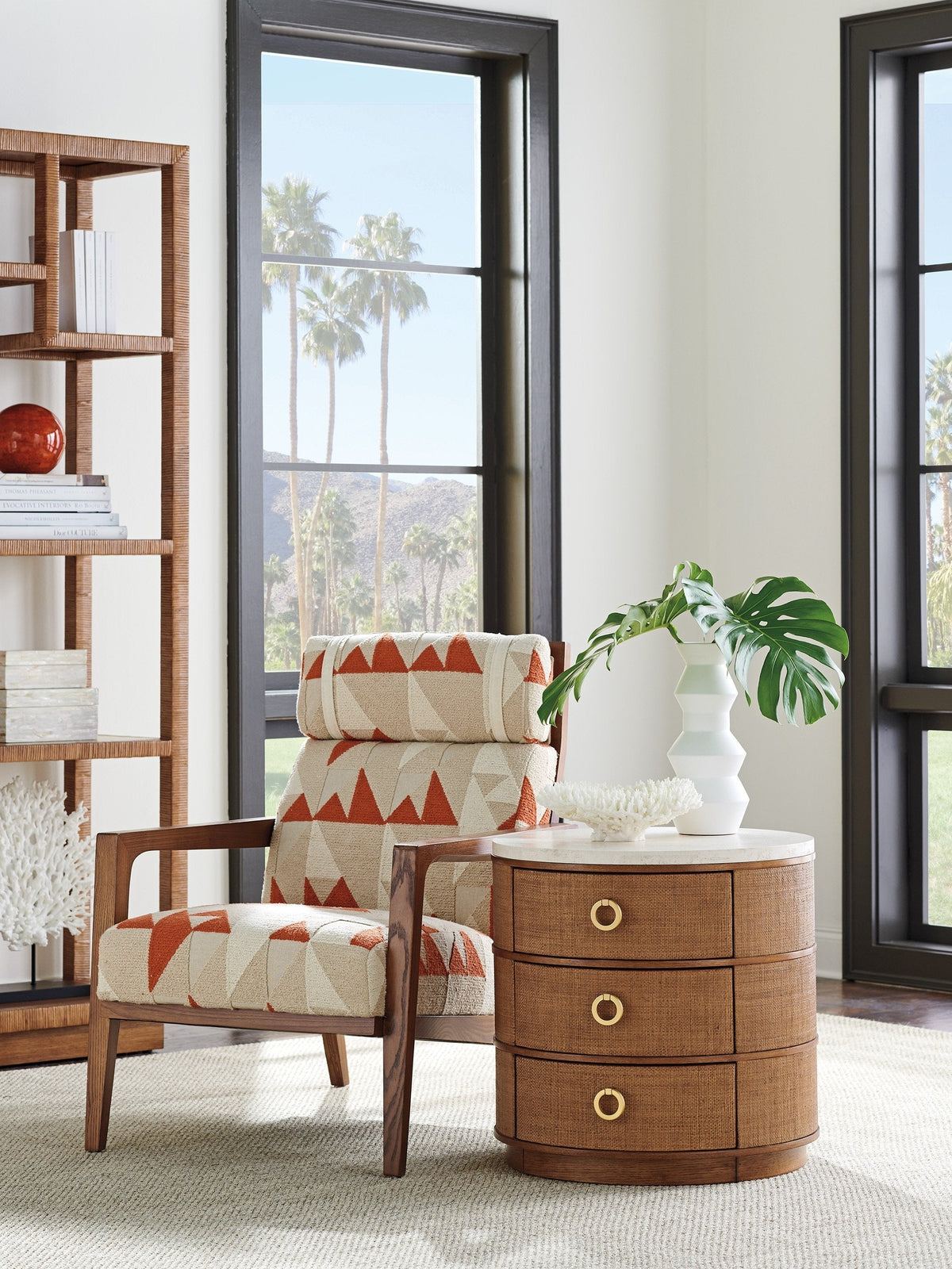 Tommy Bahama Home Palm Desert Banning Raffia Round Lamp Table