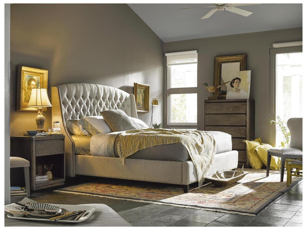 Halston Bed White Upholstered King Panel