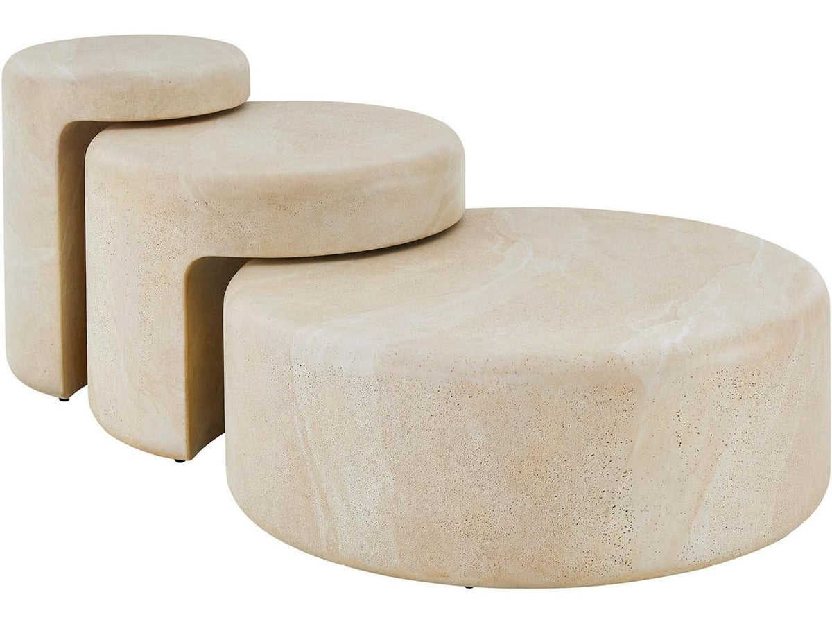 Modern Round Faux Stone End Table