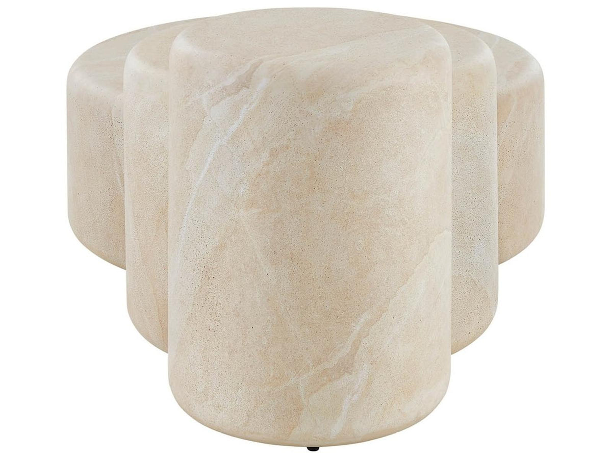 Modern Round Faux Stone End Table