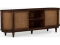 Canggu 84-Inch Media Stand Porto Dark Finish with Woven Cane Doors