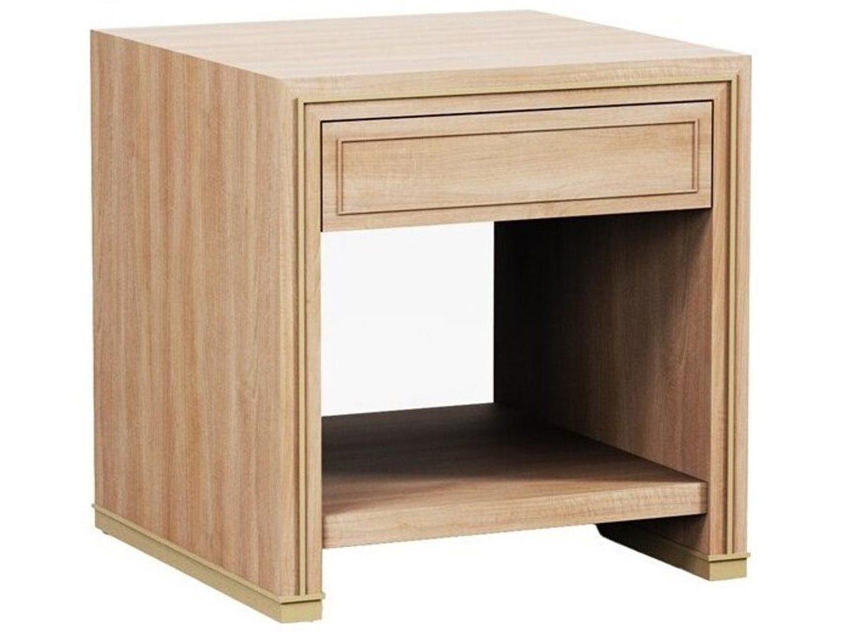 Reflection Rectangular Wood End Table with Drawer and Shelf