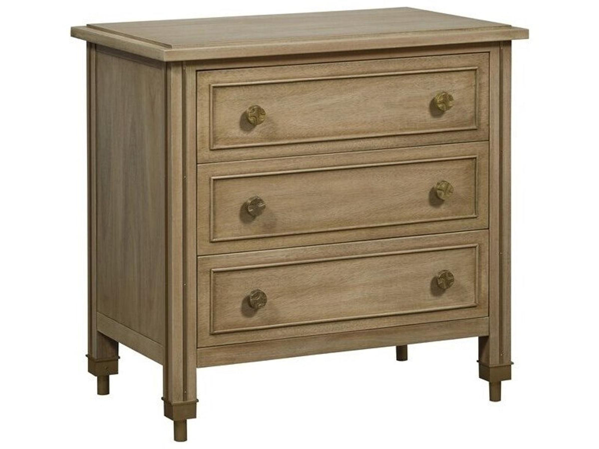 Reflection 3-Drawer Nightstand in Latte with Brass Accents