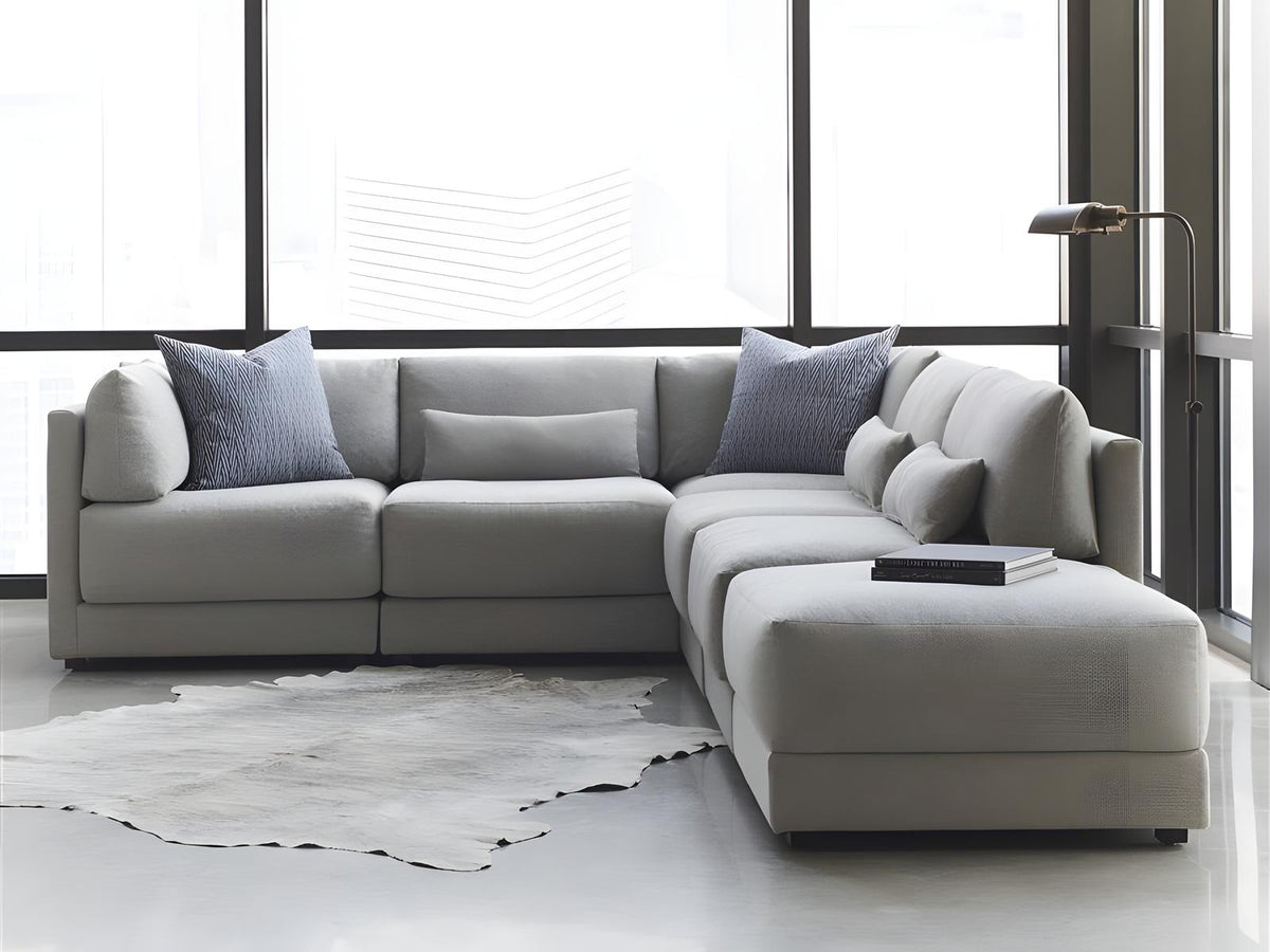 Ease Beige Upholstered Sectional Sofa