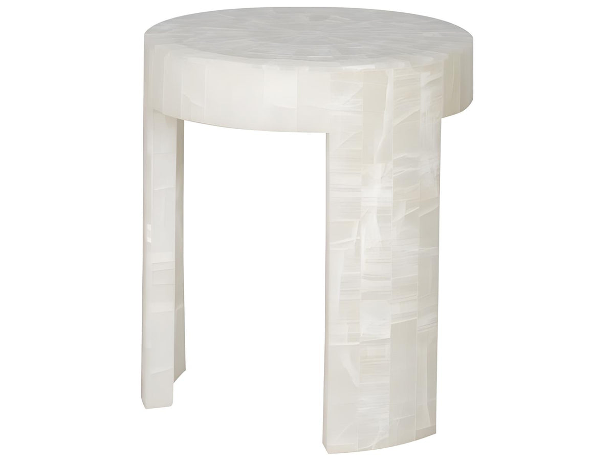 Meridian Round End Table Bricked Cloud Onyx Stone